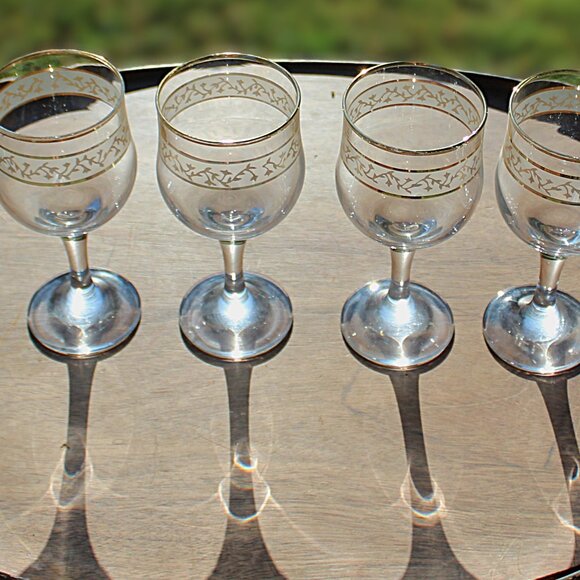 Vintage Victoria 24K Gold Goblets – Set of 4 – Holiday Barware – MCM – 8" – EUC - Picture 11 of 12